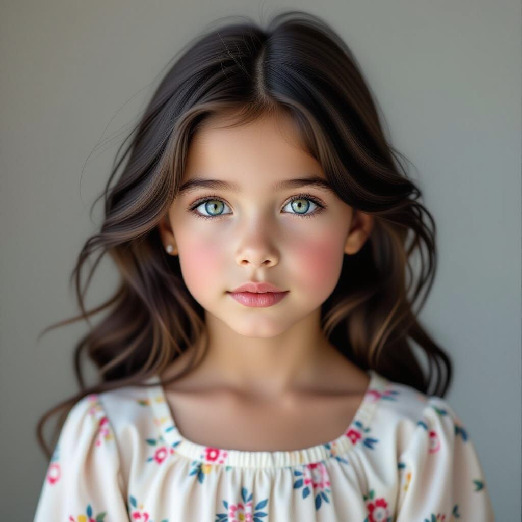 Stunning Girl with Black Hair and Blue Eyes