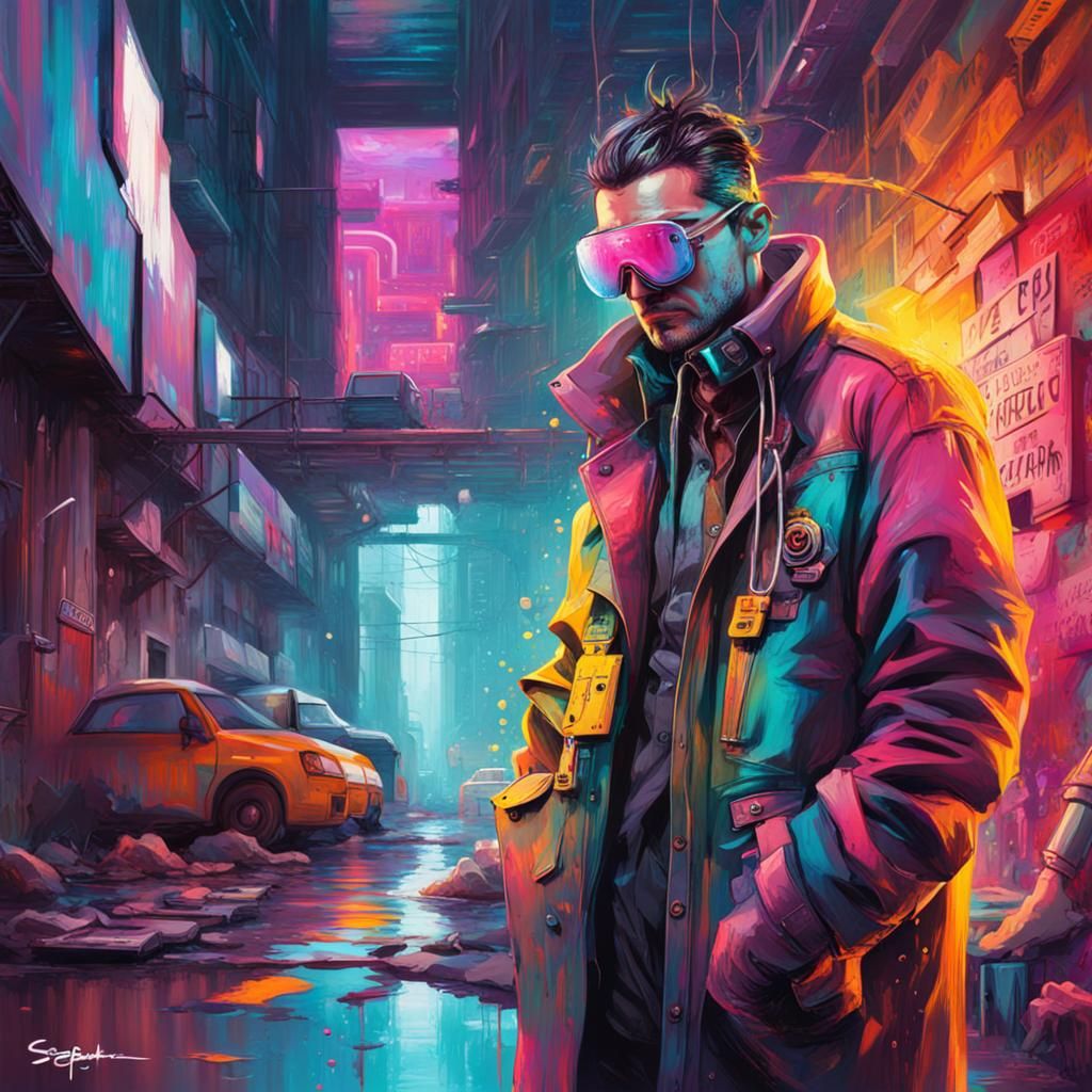 Cyberpunk Doctor in Expressionist Graffiti Style