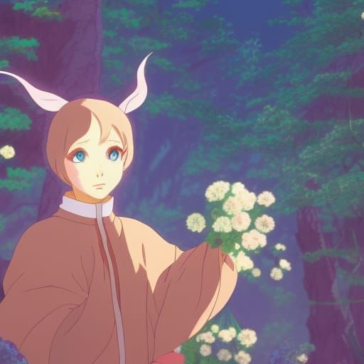 A bun from a Russian fairy tale in anime style. 4K quality. ...