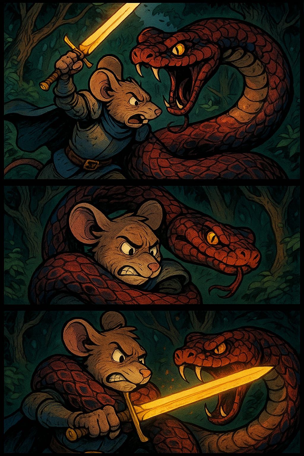 Knight's Battle in the Enchanted Forest