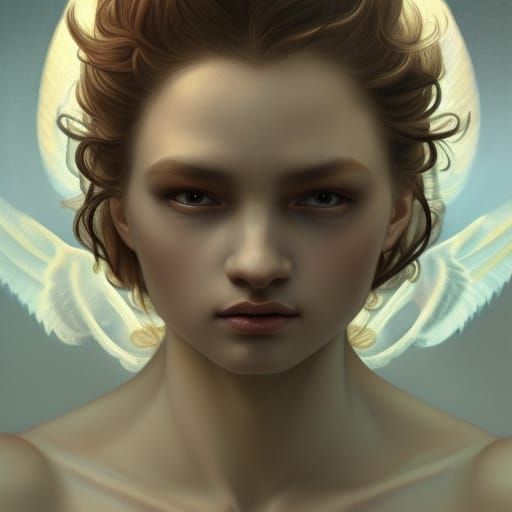 Cherubim with four faces, with tattoos , front face . Digital Painting ...