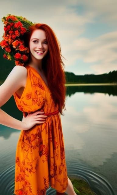 Woman by lake 2
