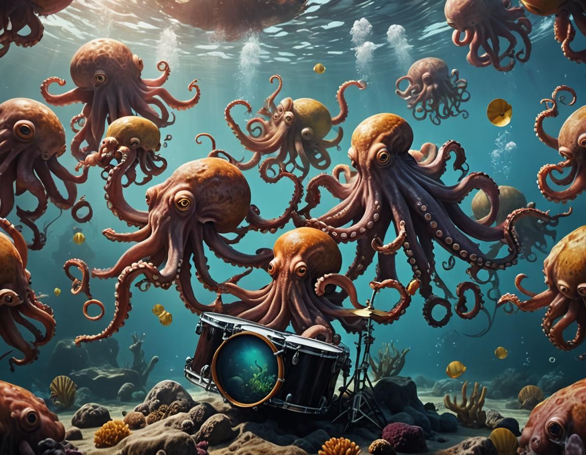 Drum Classes for Octopuses - AI Generated Artwork - NightCafe Creator