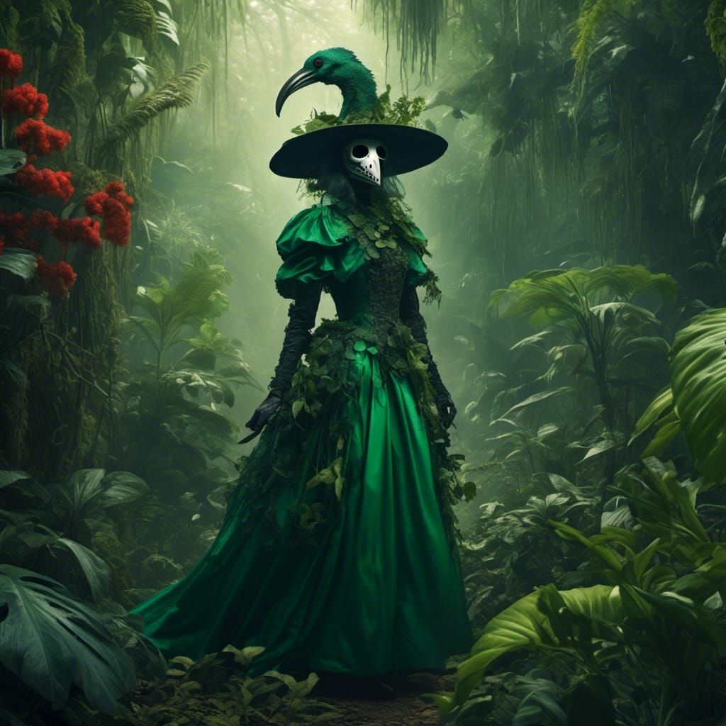Female Plague Doctor in the Jungle