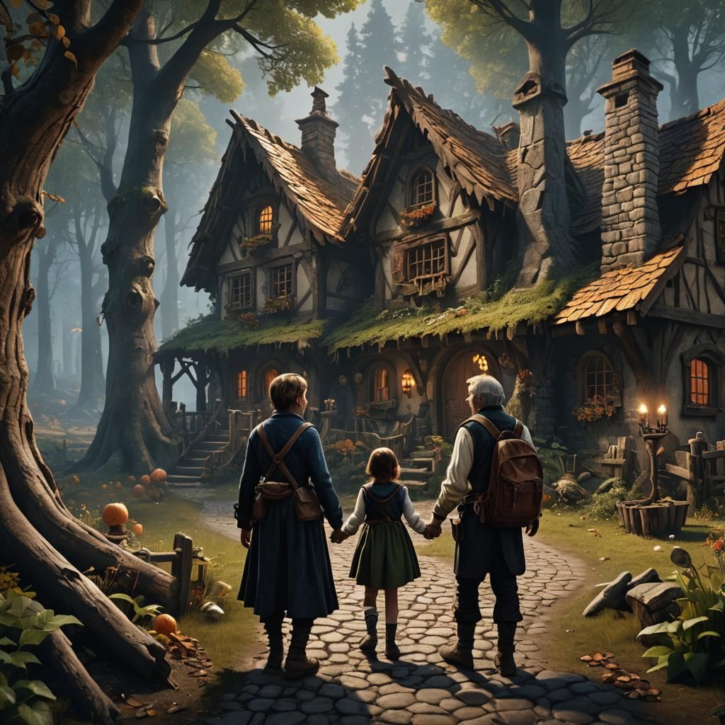 Hansel & Gretel reuniting with their father at home  by @Ryota Muranaka