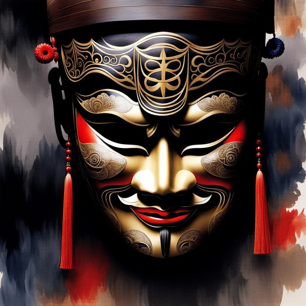 Traditional Ko-omote Noh mask  by @Ursula