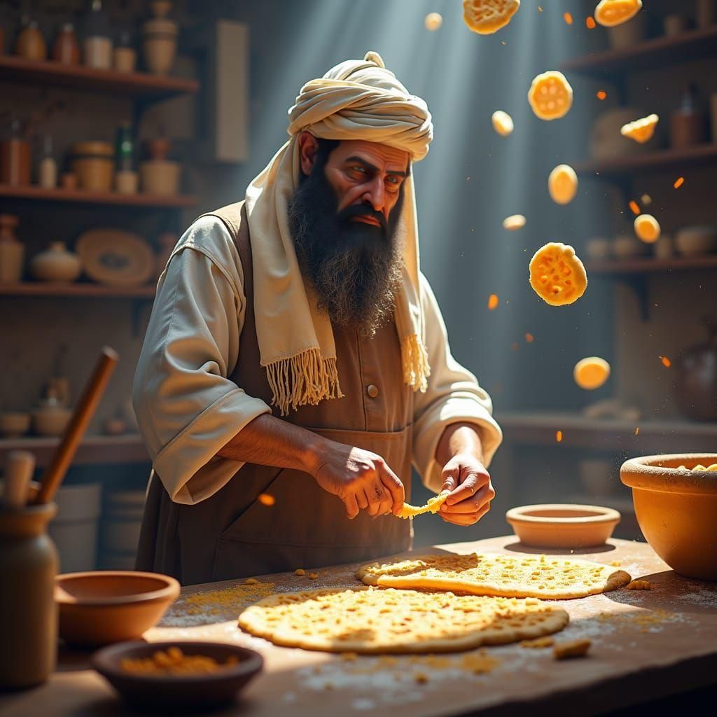 Rabbi Baking Matzah: Detailed Matte Painting