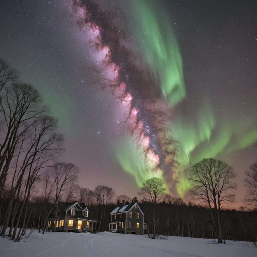 Strange lights dance in the night sky above a deserted new e...