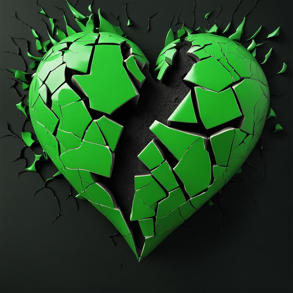 Fiery Broken Heart in 3D