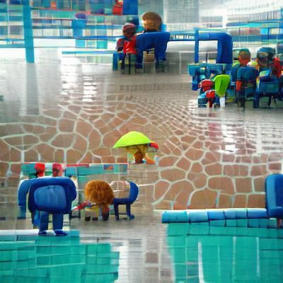 Rainy day at the swimming pool