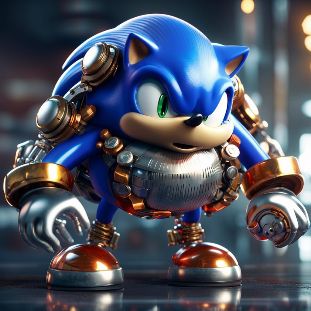 "Morbidly obese Sonic the hedgehog", extreme detail, deep de...