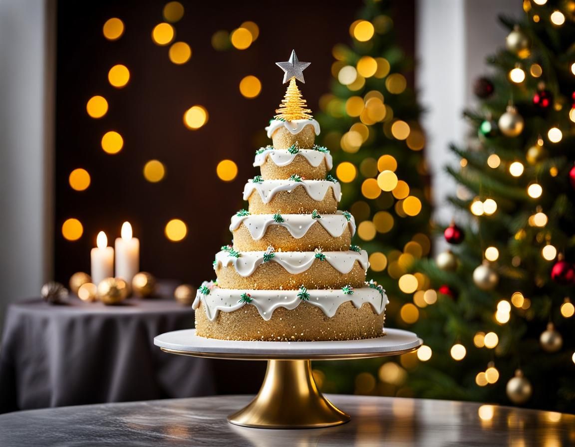 Christmas tree-shaped cake - AI Generated Artwork - NightCafe Creator