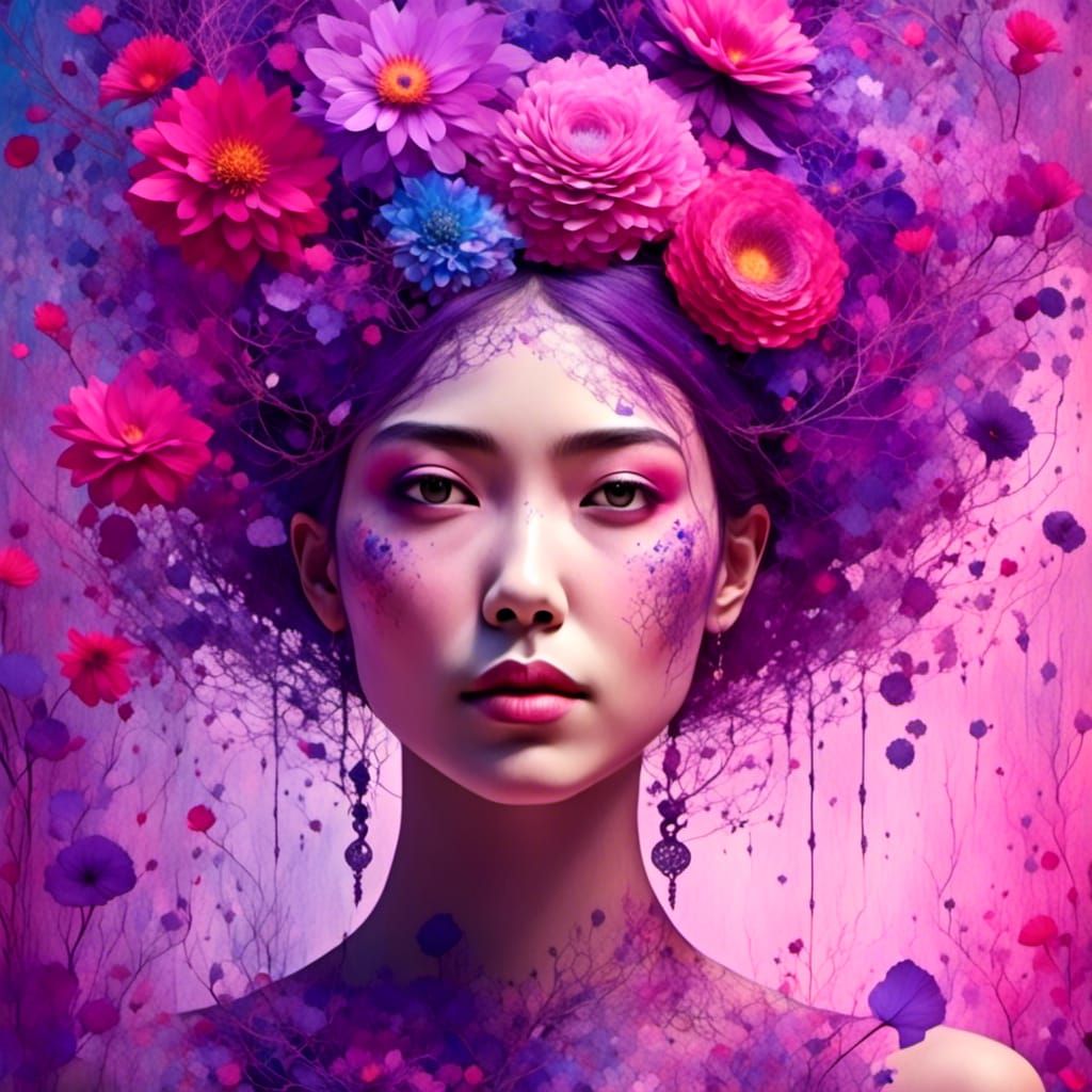 <lora:Liquid Ink:1.0> cool woman, 3D, hyper-realistic, 8K, h...