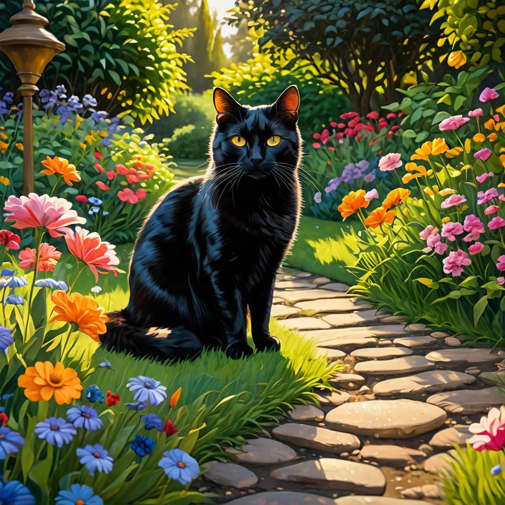 Black cat in the park