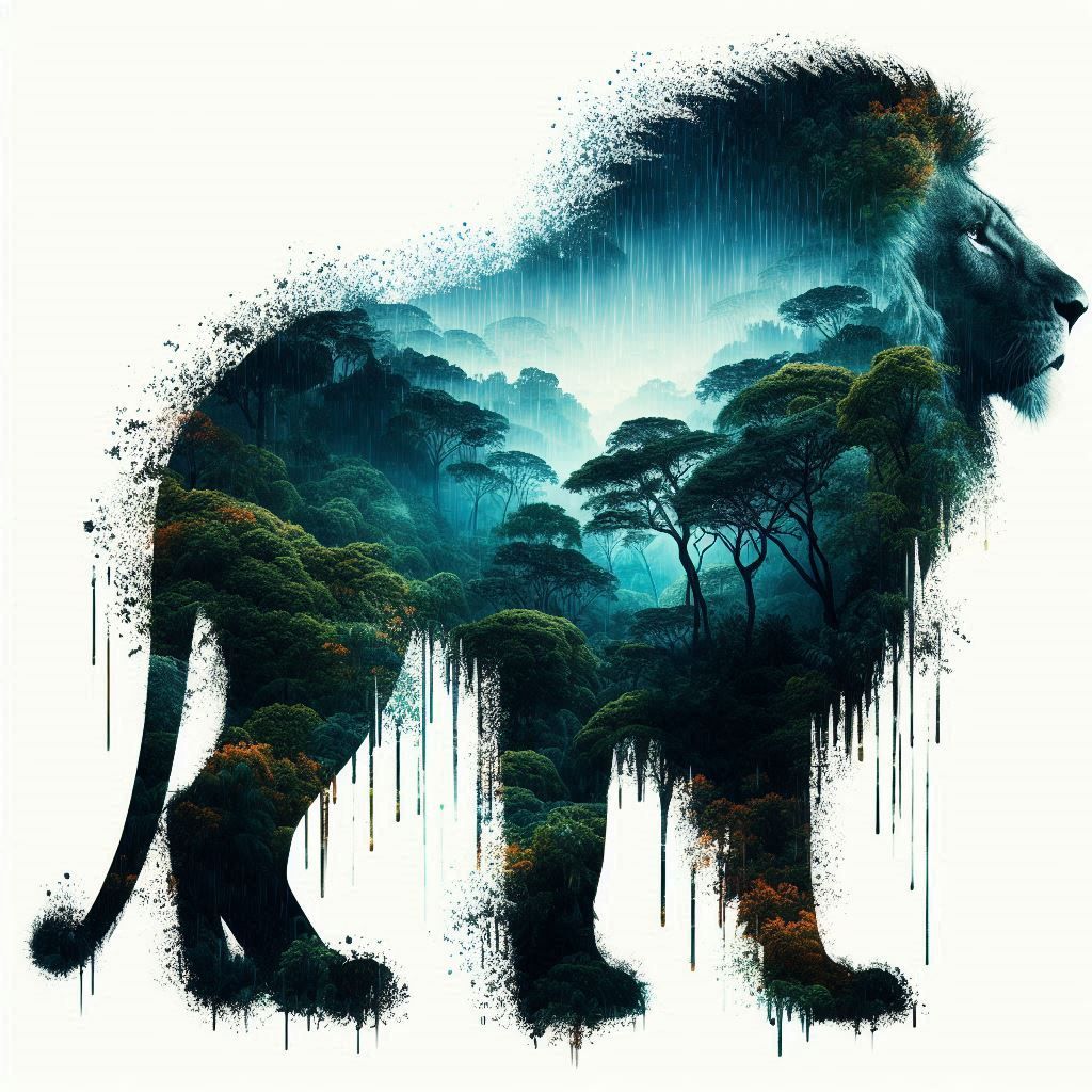 double exposure beautiful fantasy DALL-E 3 portrait landscap...