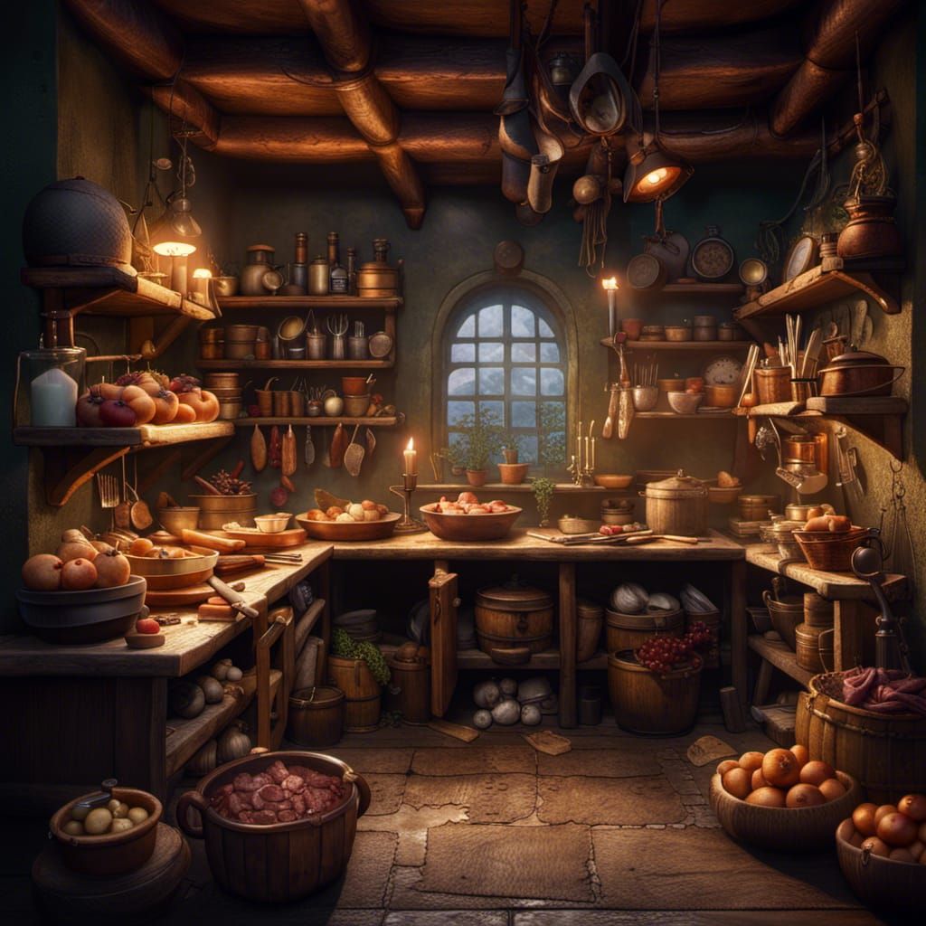 A Hobbits Kitchen Pantry - AI Generated Artwork - NightCafe Creator