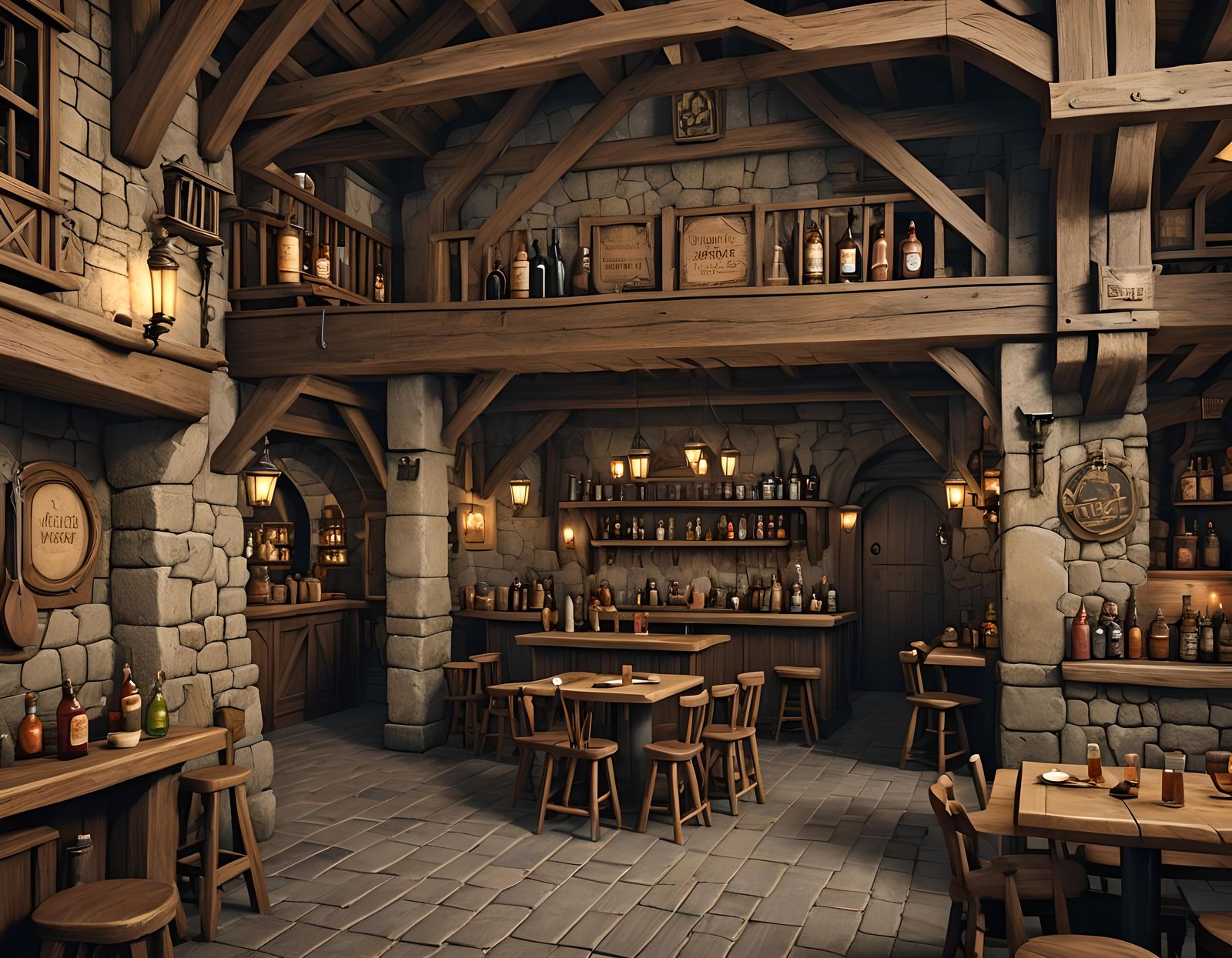 medieval tavern hyper realistic