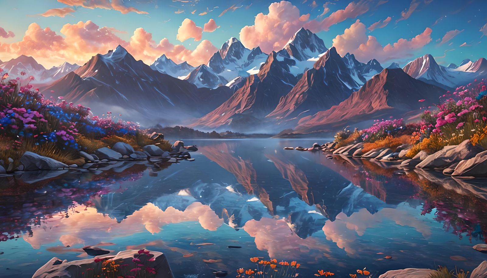 Cosmic Mountain Lake Illustration by Pablo Amaringo