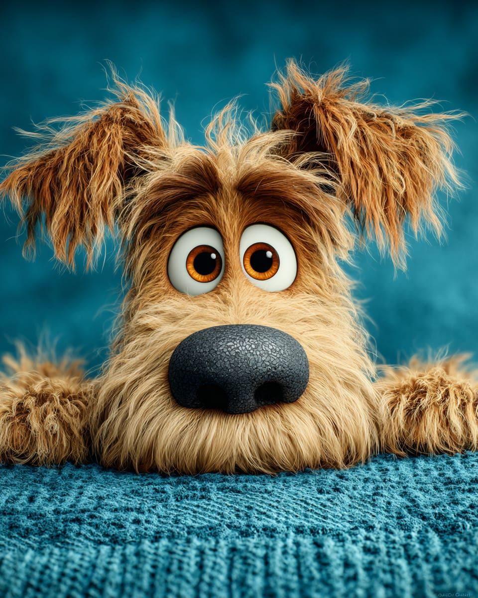 Adorable Fluffy Animated Puppy Portrait