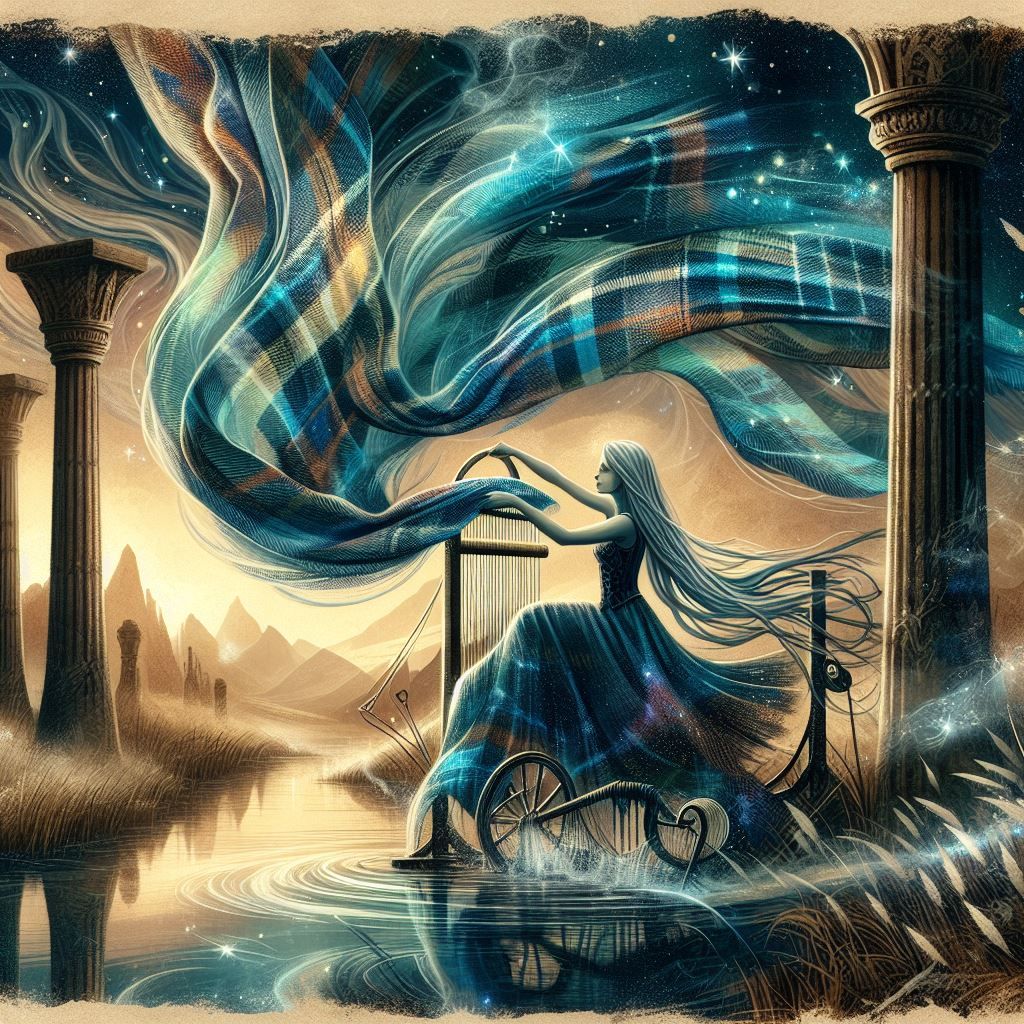 Tartan plaid weaving in the moonlight