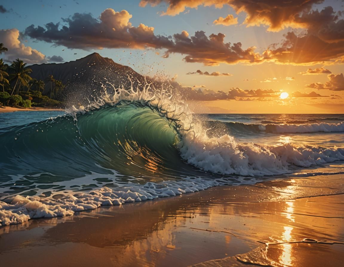 Sunset on a beach in Hawaii   by @Tommy Douglas
