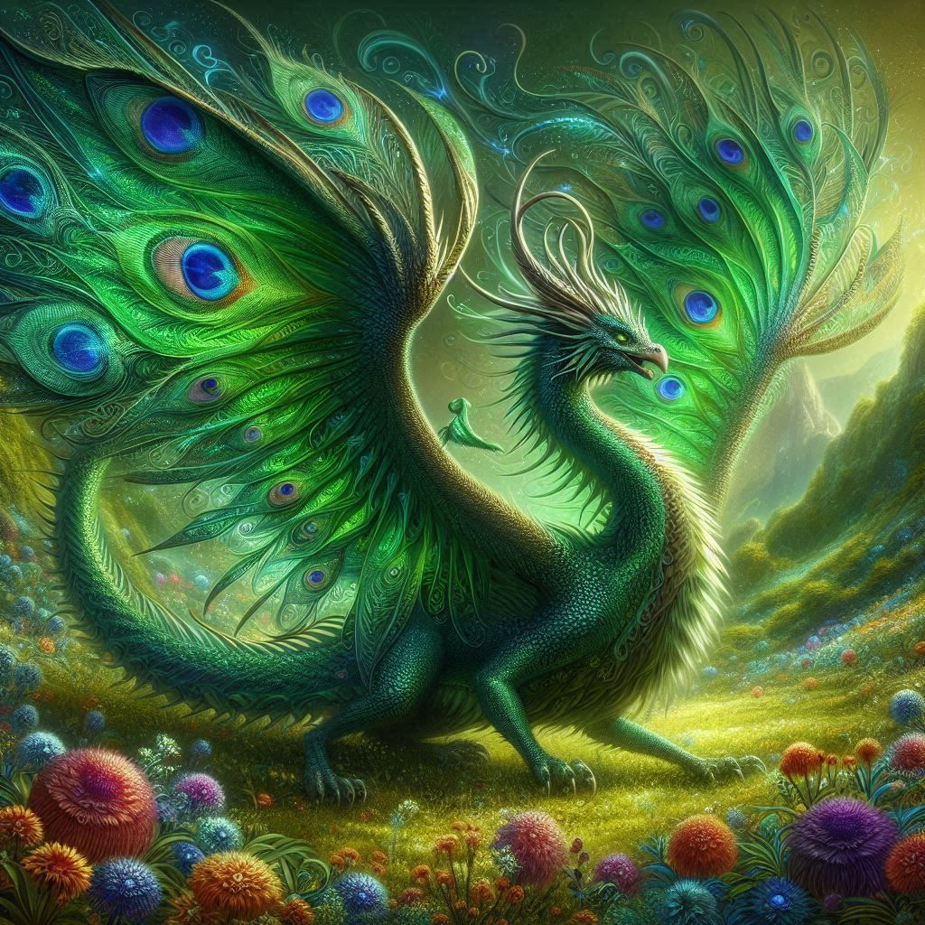 Peacock Dragon - AI Generated Artwork - NightCafe Creator