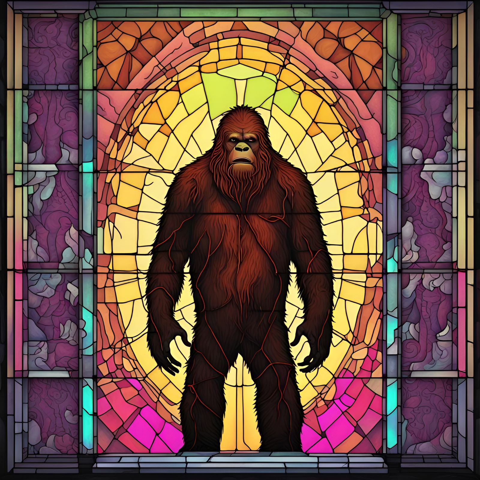 Bigfoot Stained Glass - AI Generated Artwork - NightCafe Creator