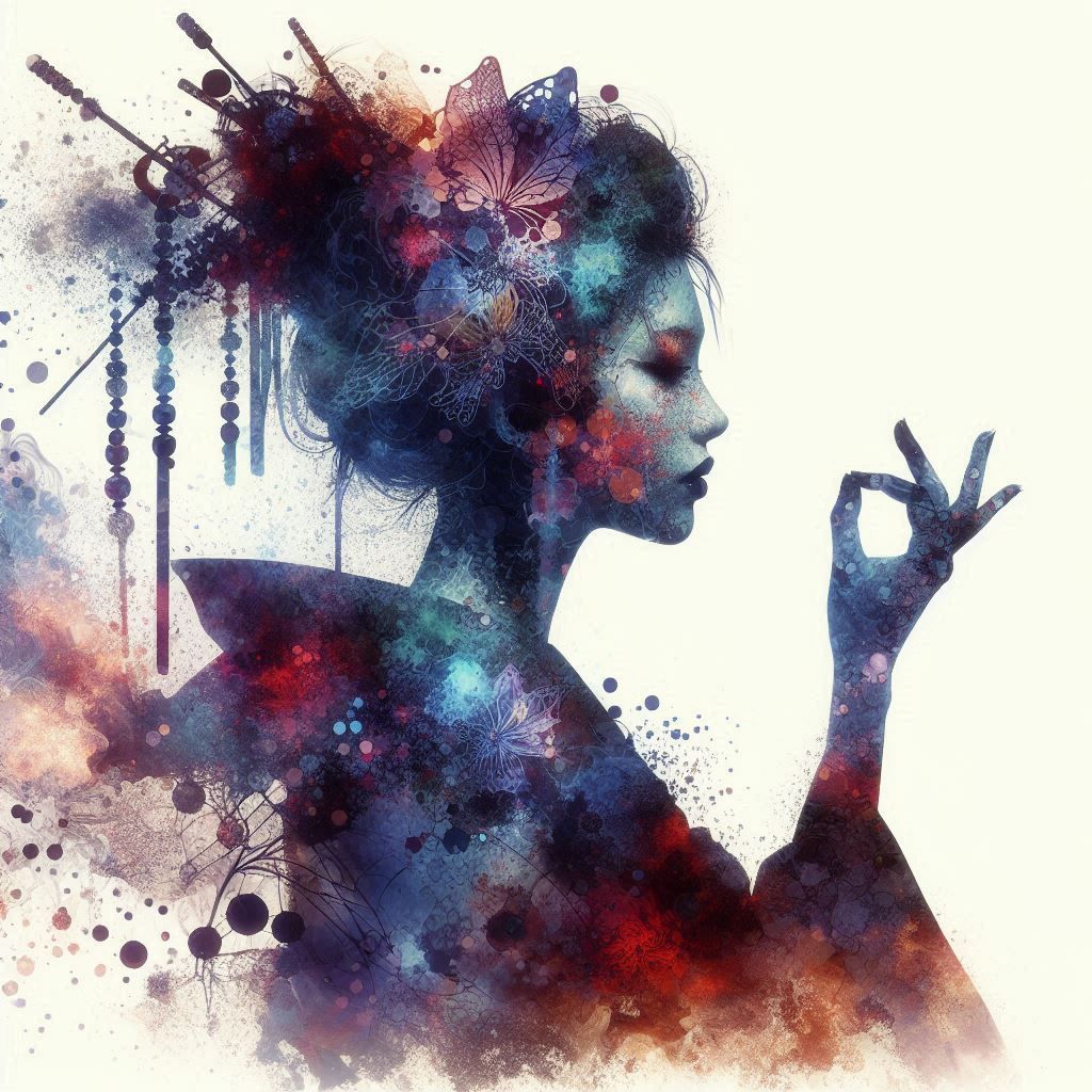 double exposure beautiful fantasy DALL-E 3 portrait landscap...