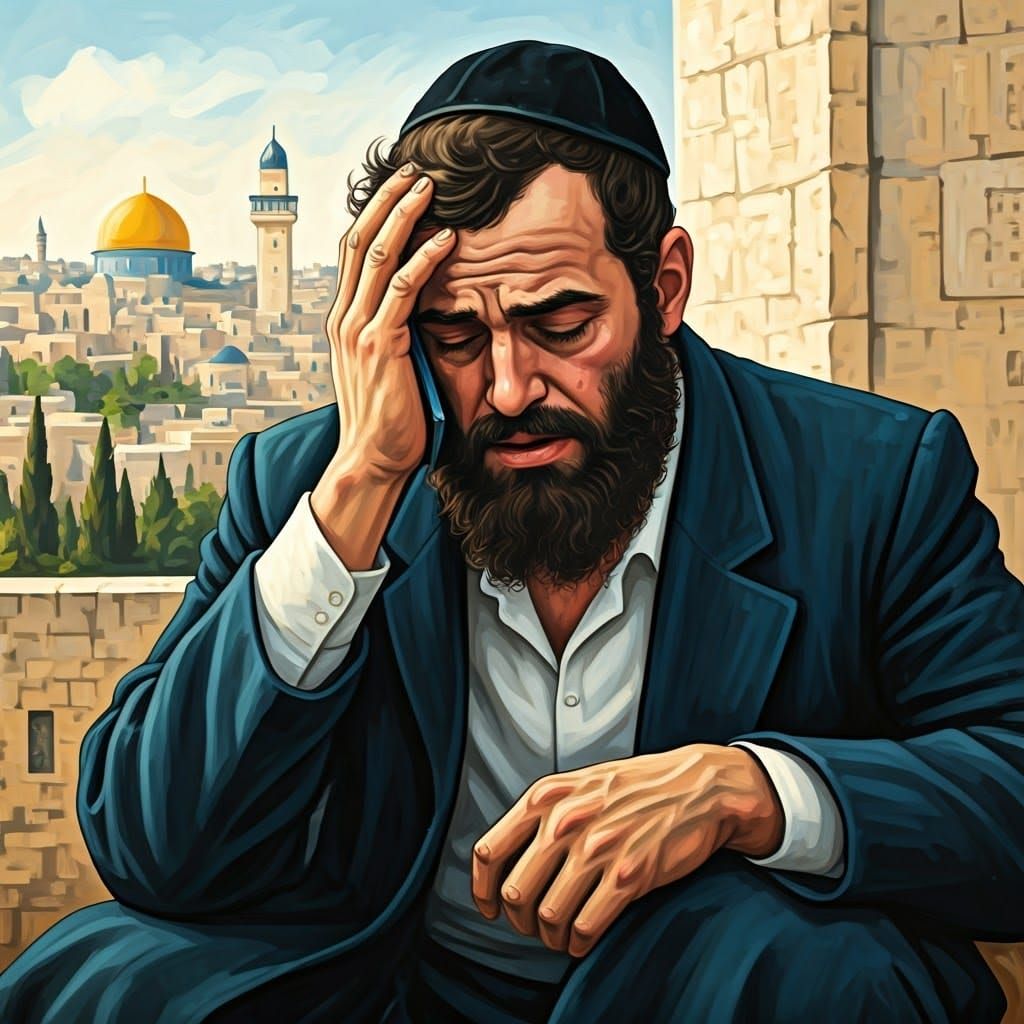 A Broken Soul in Jerusalem's Cityscape