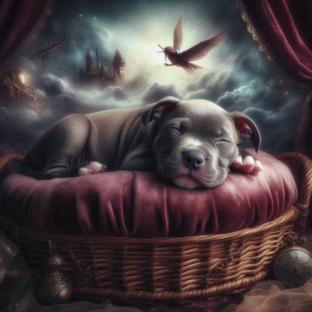 Sleeping Pitbull Puppy Portrait