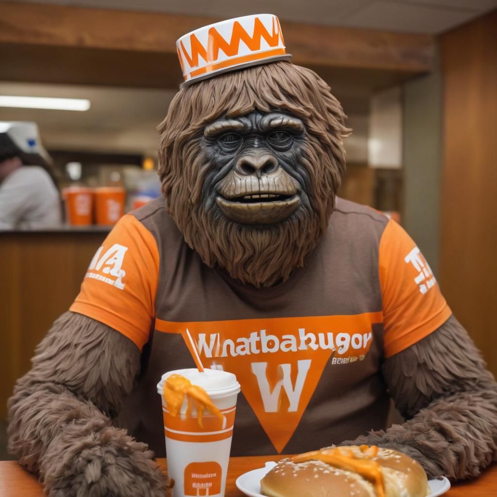 Gorilla in a whataburger shirt