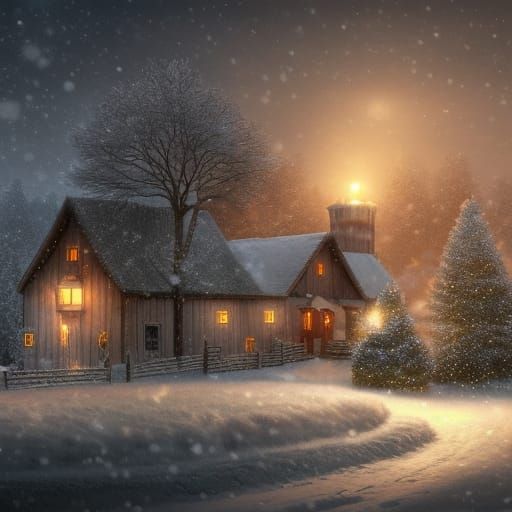 Farmhouse in Winter. undefined