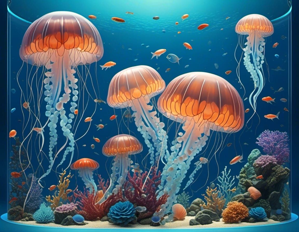 Jellyfish Tank AI Generated Artwork NightCafe Creator