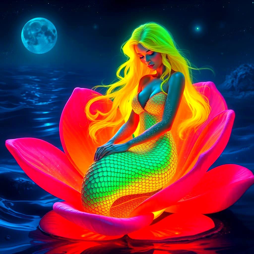 Florescent Mermaid   by @The Nights Sky