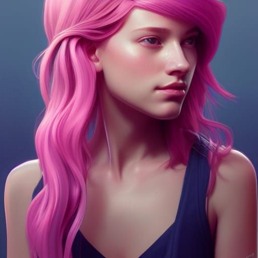 Sweet girl with pink hair