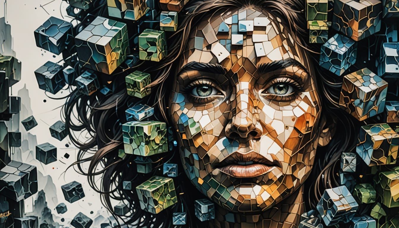 Portrait made of cubes