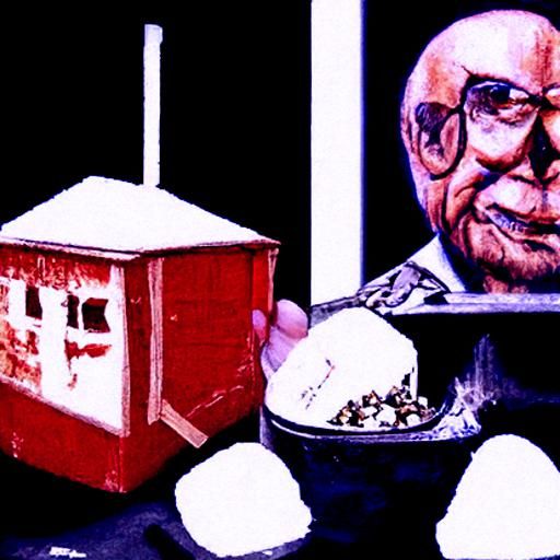 Baba Yaga's hut dispenses ice cubes into Milton Friedman's p...