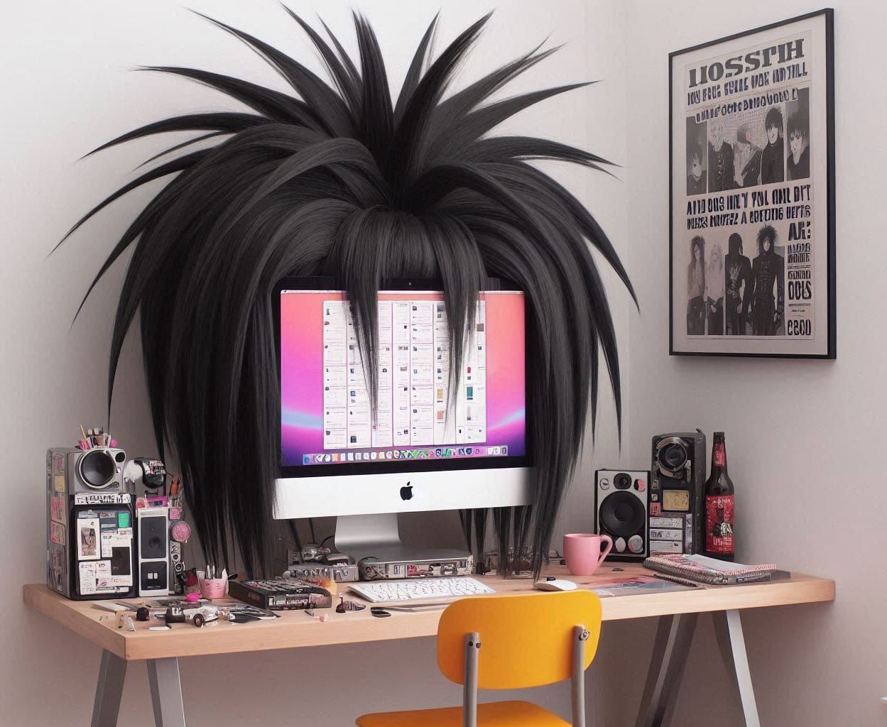 Modern iMacs wearing Punk wigs