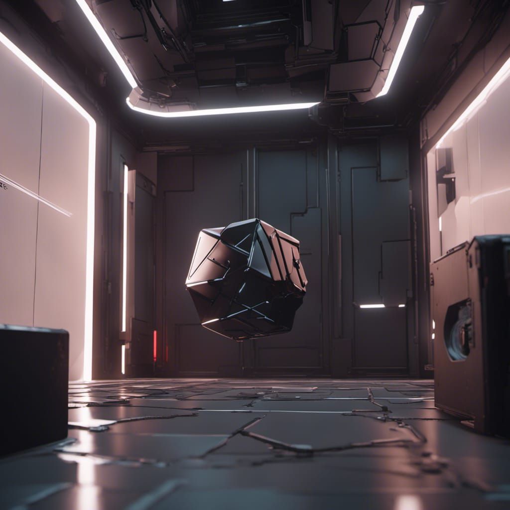 Black Cube Levitating Across The Backrooms