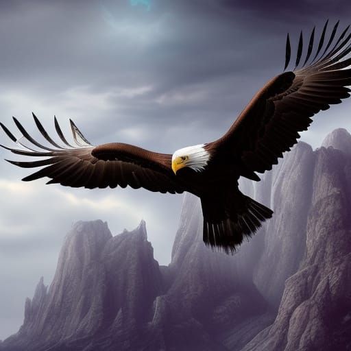An Eagle in Flight Hunting