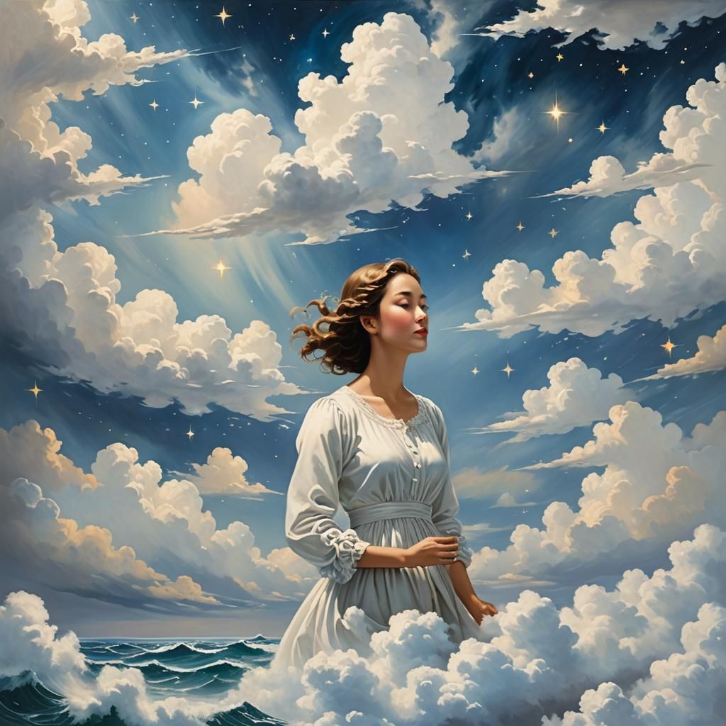 Imagine a surrealist dreamscape, where a mother's love is re...
