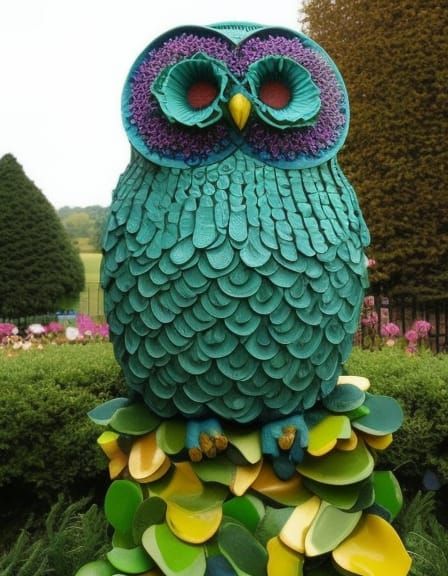 Garden owl sculpture - AI Generated Artwork - NightCafe Creator