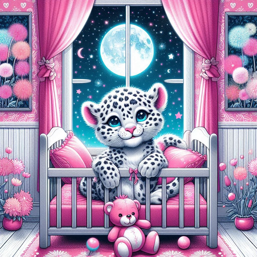 Bebé Leopardo Blanco 🤍 en su Cuna