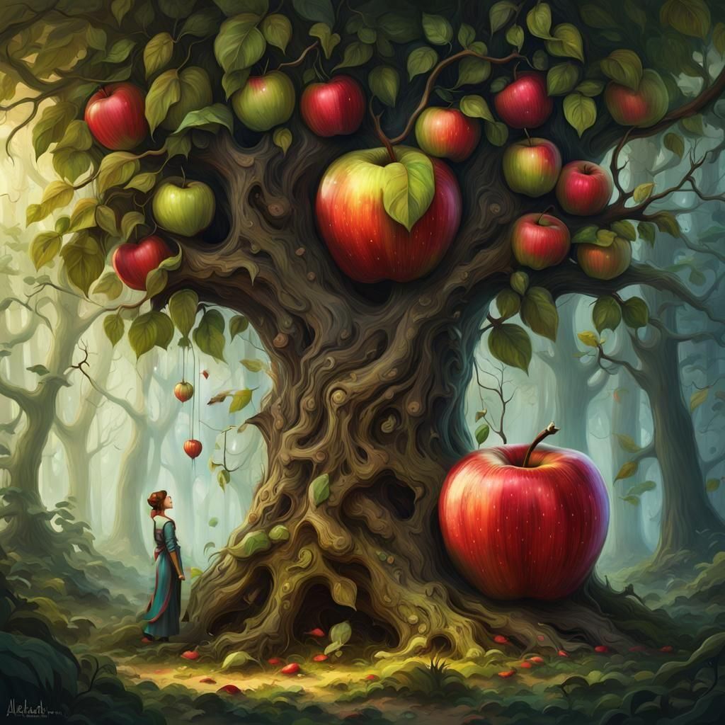Lady wait for apple