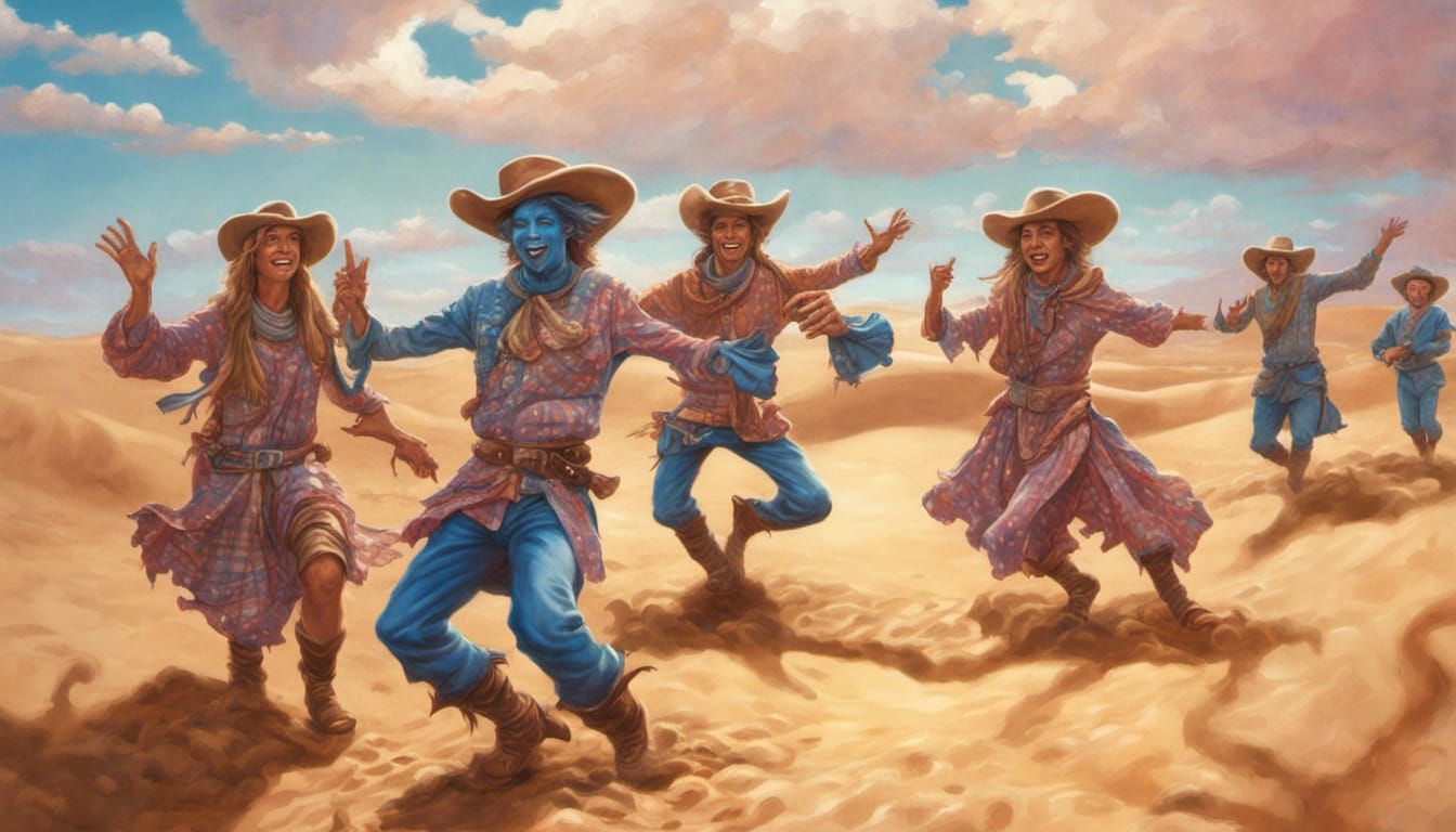 Country Elves Dancing in the Desert - AI Generated Artwork - NightCafe