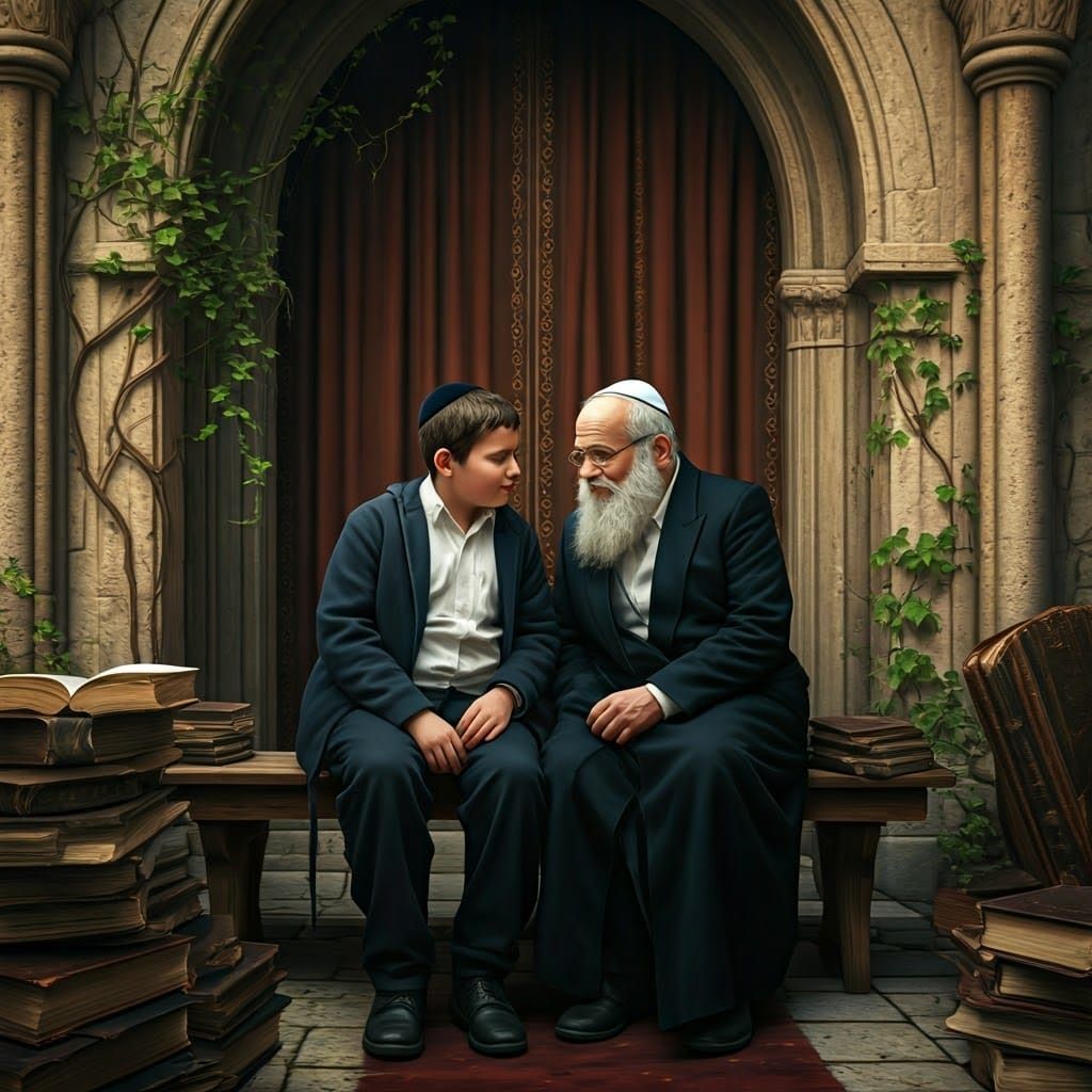 Gentle Orthodox Man Listens to a Child