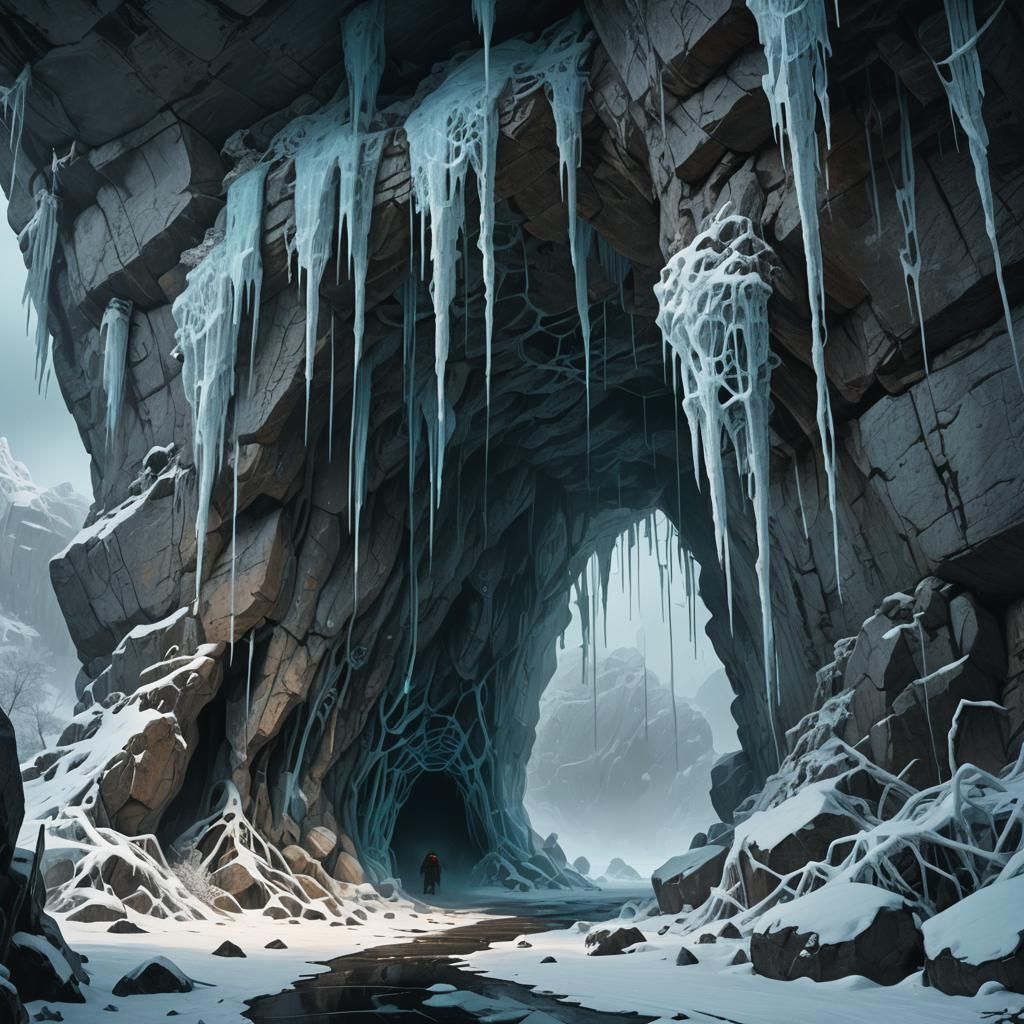 Mystical Cave Entrance in Dark Fantasy Style