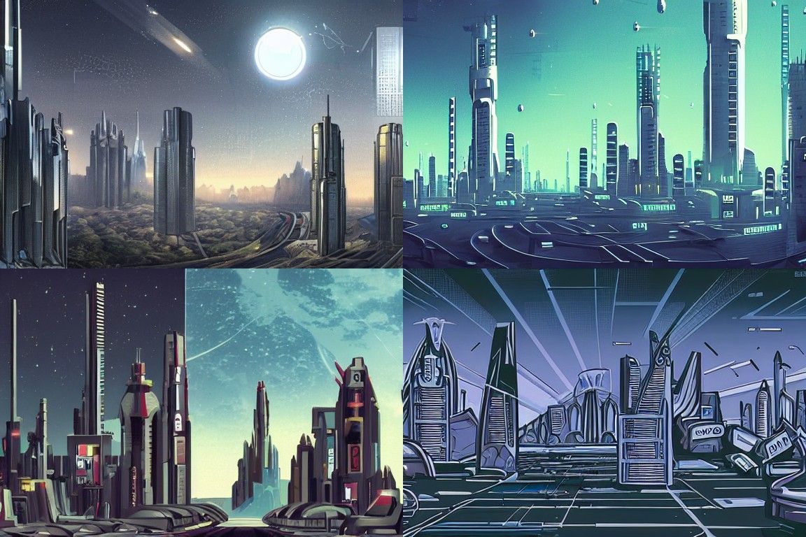 Sci-fi city in the style of Neoism
