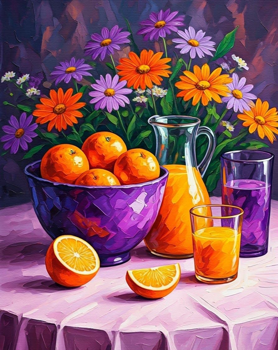 Still life in purple and orange  by @Tolino