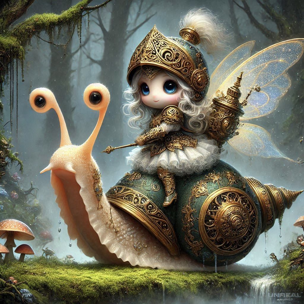 Steampunk Warrior Fairy riding Snail 4